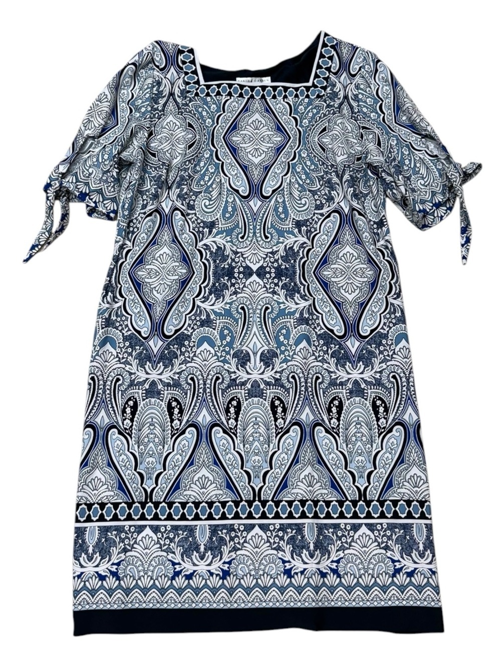 Sandra Darren Blue Paisley Sheath Dress Large, Dressy Summer Dress Paisley